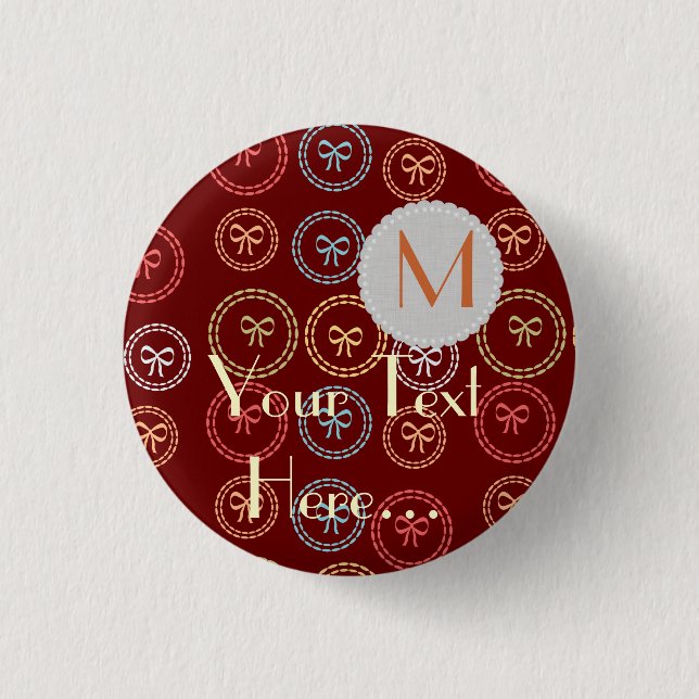 Bright Fun Bow Niedlich Baby Girl Giant Monogram Button (Vorderseite)