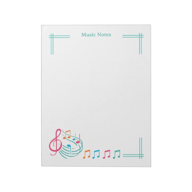 Bright & Fun farbenfrohe Musiknoten Grenzlinie Notizblock (Rotiert)