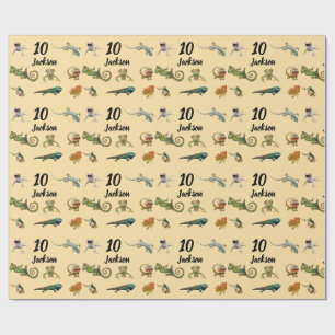 Bright Fun Reptile Geburtstagsparty Wrapping Paper Geschenkpapier
