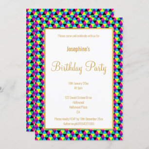 BRIGHT GEOMETRIC PATTERN GOLD CUSTOM GEBURTSTAG EINLADUNG