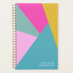 Bright Geometric Sunburst Shapes Blau Personalisie Planer