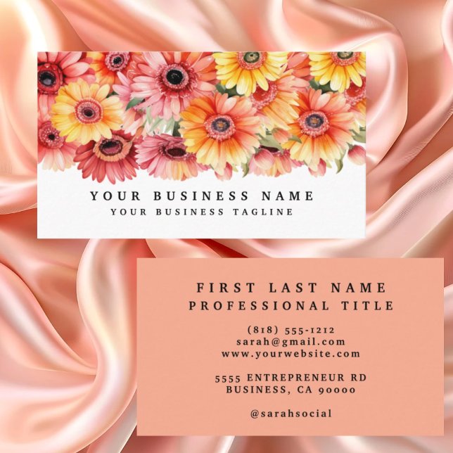 Bright Gerbera Daisies Blume Business Cards Visitenkarte (Von Creator hochgeladen)