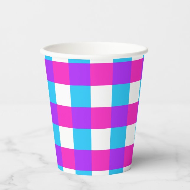 Bright Gingham Party Cups - Stil 3 Pappbecher (Vorderseite)