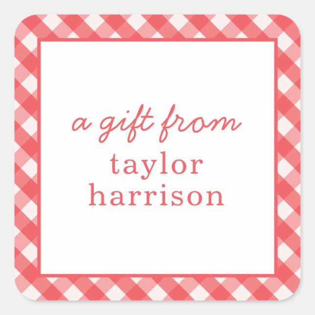 Bright Gingham Personalisiert Gift Stickers (Vorderseite)