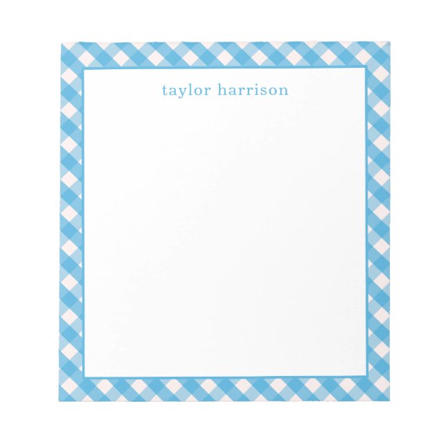 Bright Gingham Personalisiert Notizblock (Vorderseite)