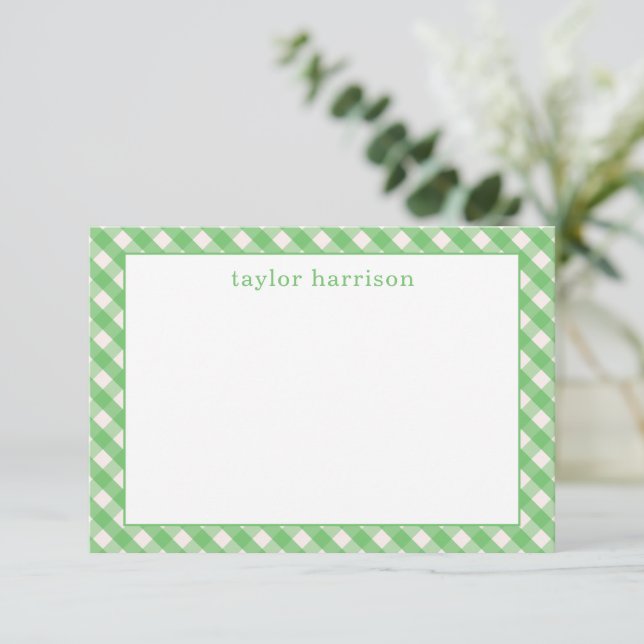 Bright Gingham Personalisierte Mitteilungskarten (Stehend Vorderseite)