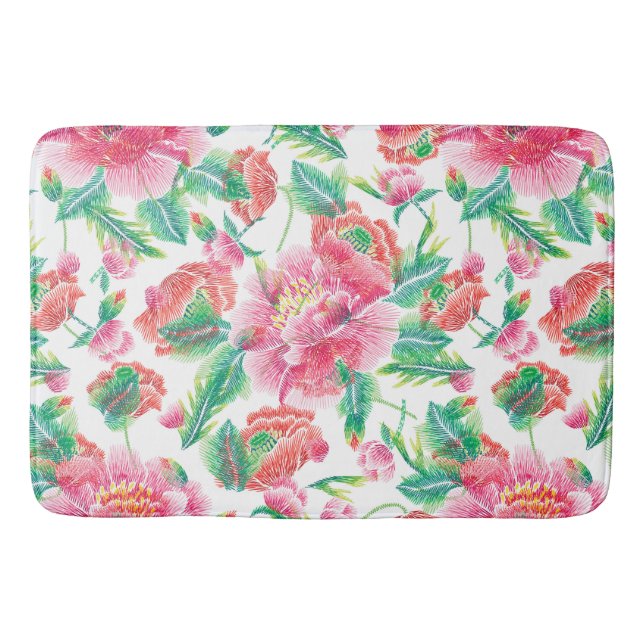 Bright Girl Pink Blume Muster Badematte (Vorderseite)