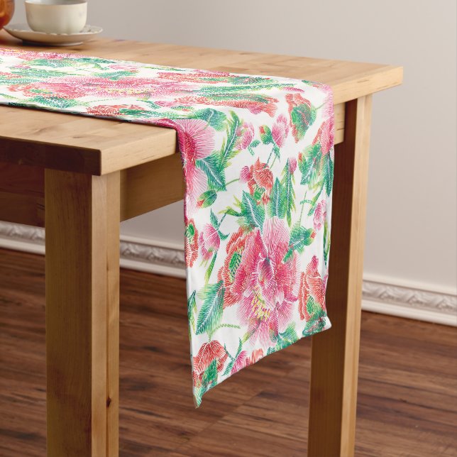 Bright Girl Pink Blume Muster Kurzer Tischläufer (Beispiel)