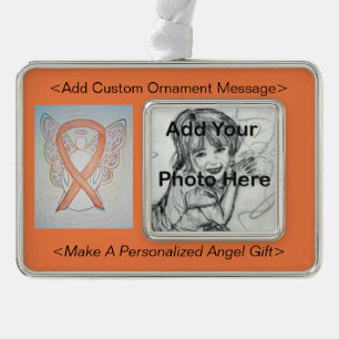 Bright Gold Awareness Ribbon Engel Ornament Rahmen-Ornament Silber