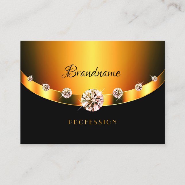 Bright Gold Effekt Schwarz mit glattem Diamant Visitenkarte (Vorderseite)