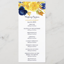 Bright Gold Navy Blue Floral Wedding Program Programm