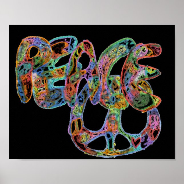 Bright Graffiti Design Peace Poster (Vorne)