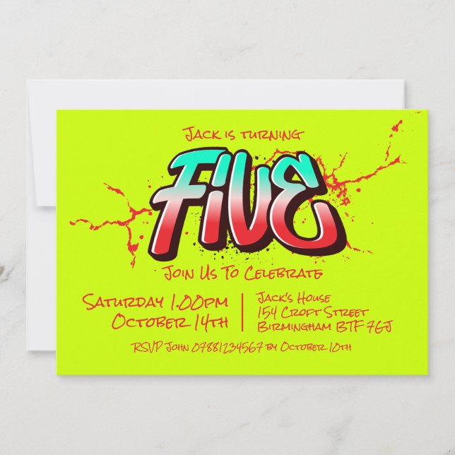Bright Graffiti Five Einladung (Vorderseite)