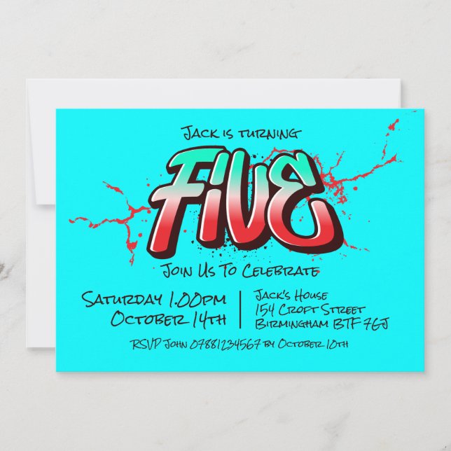 Bright Graffiti Five Einladung (Vorderseite)