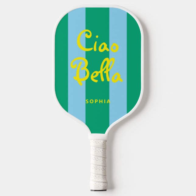 Bright Green and Blue Stripes | Ciao Bella Pickleball Schläger (Vorderseite)