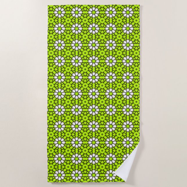 Bright green and white floral patterned strandtuch (Vorderseite)