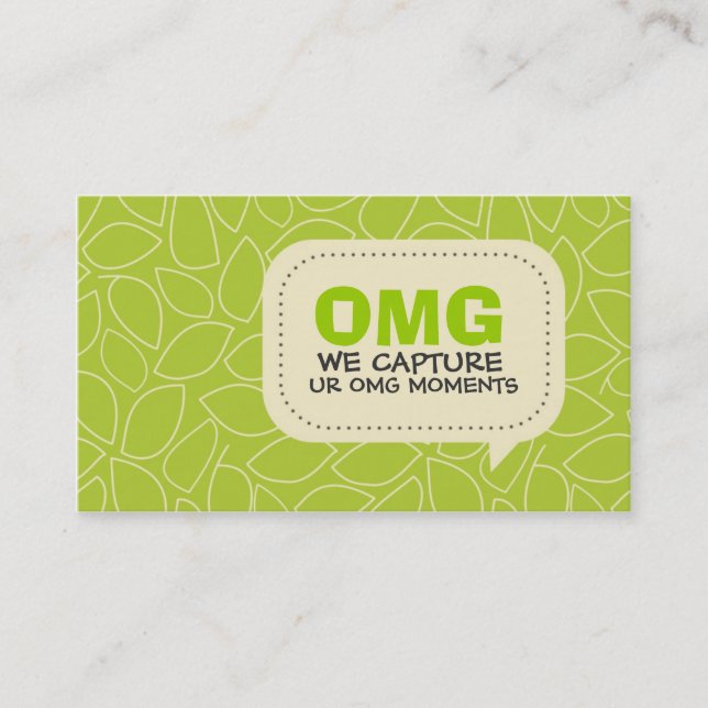 Bright Green Blätter Muster Business Card Visitenkarte (Vorderseite)