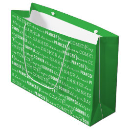 Bright Green Christmas Gift Bag | Santa's Reindeer Große Geschenktüte