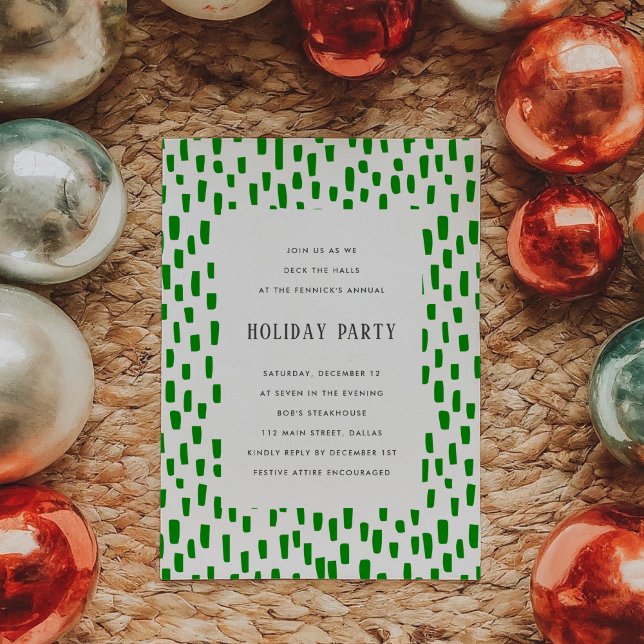 Bright Green Dashing Fête Invitation (Bright Green Dashing Holiday Party Invitation)