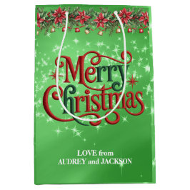 Bright Green frohe Weihnachten Mittlere Geschenktüte
