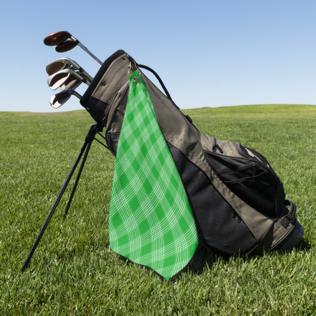 Bright Green Plaid Checked Pattern Golfhandtuch (Gras)