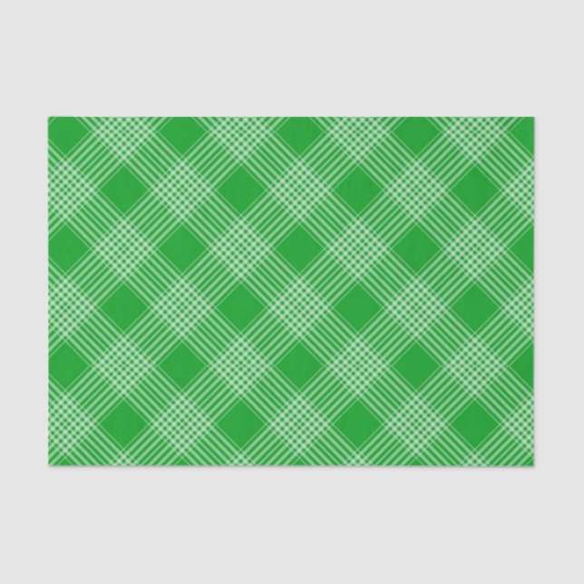 Bright Green Plaid Checked Pattern Seidenpapier (Vorderseite)