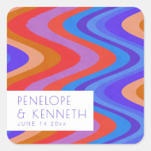 Bright Groovy Retro Blue Lila Wedding Custom