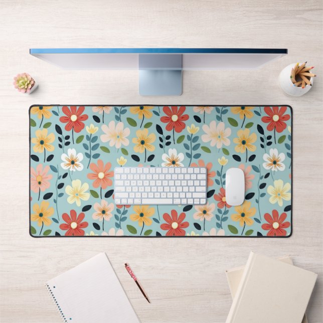 Bright Hand Drawn Wildflower Meadow Schreibtischunterlage (Büro 1)