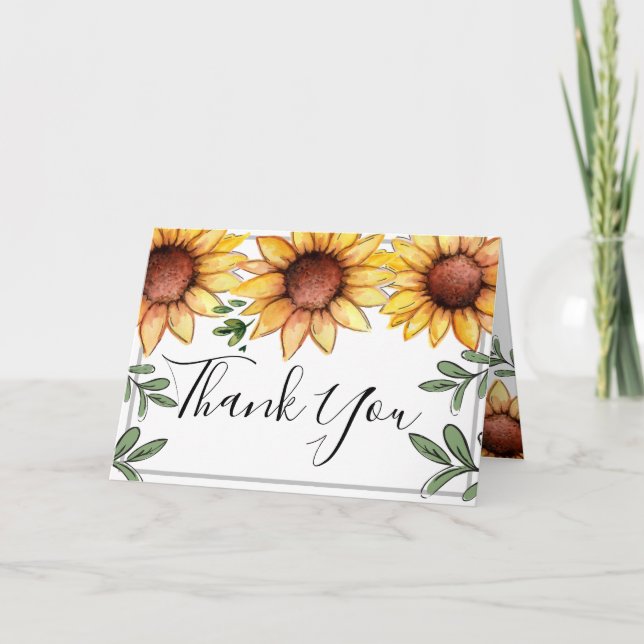 Bright Happy Sunflowers Carte de remerciements (Devant)