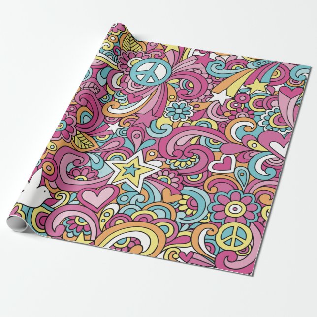 Bright Hippie Pattern Geschenkpapier (Ungerollt)