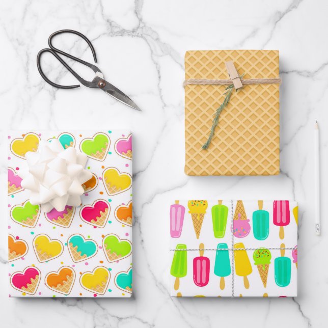 Bright Ice Cream Cones Geschenkpapier Set (Vorderseite)