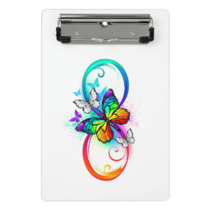 Bright infinity with rainbow butterfly  mini klemmbrett