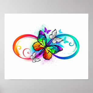 Bright infinity with rainbow butterfly poster