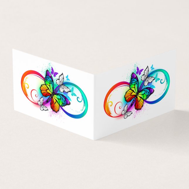 Bright infinity with rainbow butterfly visitenkarten (Vorderseite)