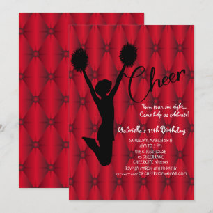 Bright Iridescent Silouhette Cheerleader Birthday Einladung