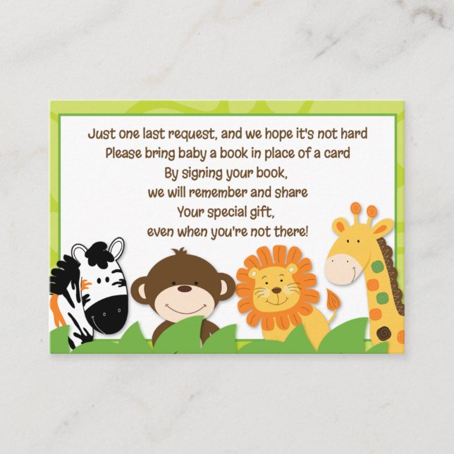 Bright Jungle Safari Tiere Buchanfragen Cards Begleitkarte (Vorderseite)
