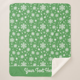 Bright Kelly Green Winter White Snowflake Muster Sherpadecke
