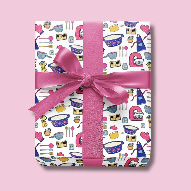 Bright Kitchen Utensities Koch Bäckermuster Geschenkpapier Set (Kitchen Utensil Wrapping Paper Rolls)