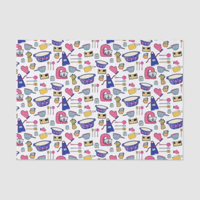 Bright Kitchen Utensities Koch Bäckermuster Seidenpapier (Vorderseite)