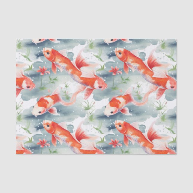 Bright Koi Fish Garden Badezimmer Dekoupage Seidenpapier (Vorderseite)