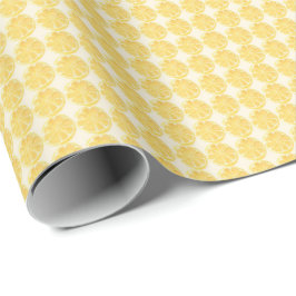 Bright Lemon Slice Repeat on White Background Geschenkpapier