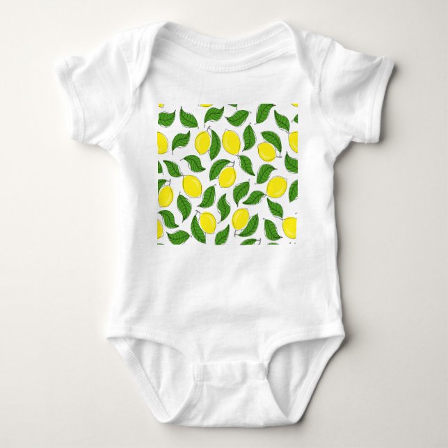 Bright Lemons Green Blätter Pattern Baby Strampler (Vorderseite)