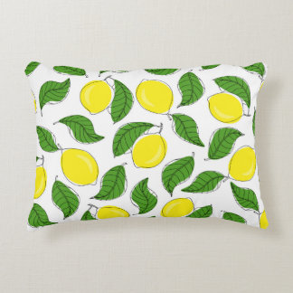 Bright Lemons Green Blätter Pattern Dekokissen