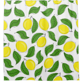 Bright Lemons Green Blätter Pattern Duschvorhang