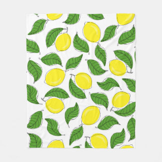 Bright Lemons Green Blätter Pattern Fleecedecke