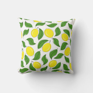 Bright Lemons Green Blätter Pattern Kissen