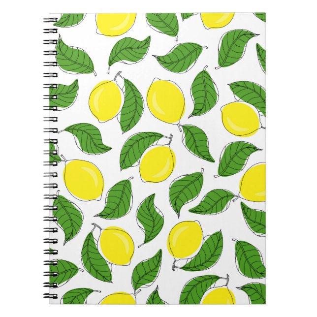 Bright Lemons Green Blätter Pattern Notizblock (Vorderseite)