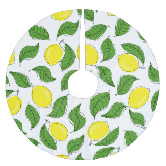 Bright Lemons Green Blätter Pattern Polyester Weihnachtsbaumdecke