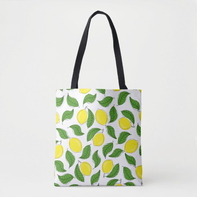 Bright Lemons Green Blätter Pattern Tasche (Vorderseite)