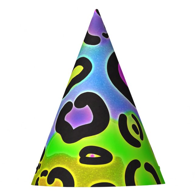 Bright Leopard Cheetah Print Jungle Birthday Party Partyhütchen (Vorderseite)